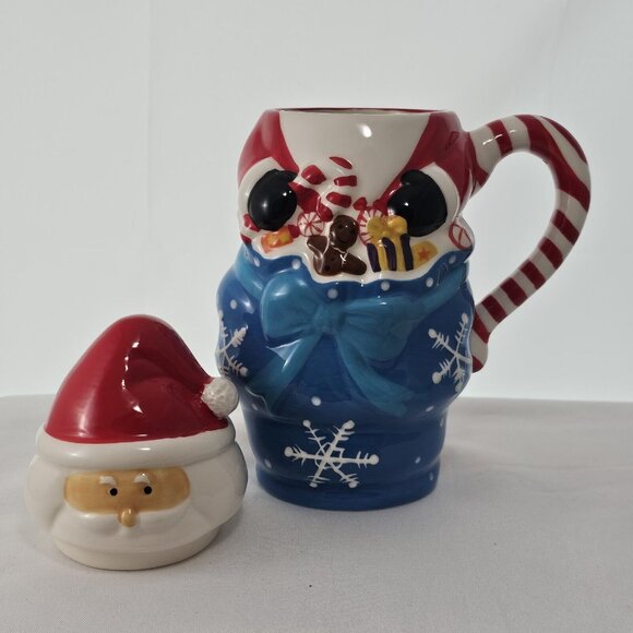 Temptations Christmas Santa Mug 24oz Blue bag holiday season gifts cocoa mocha - Picture 5 of 12